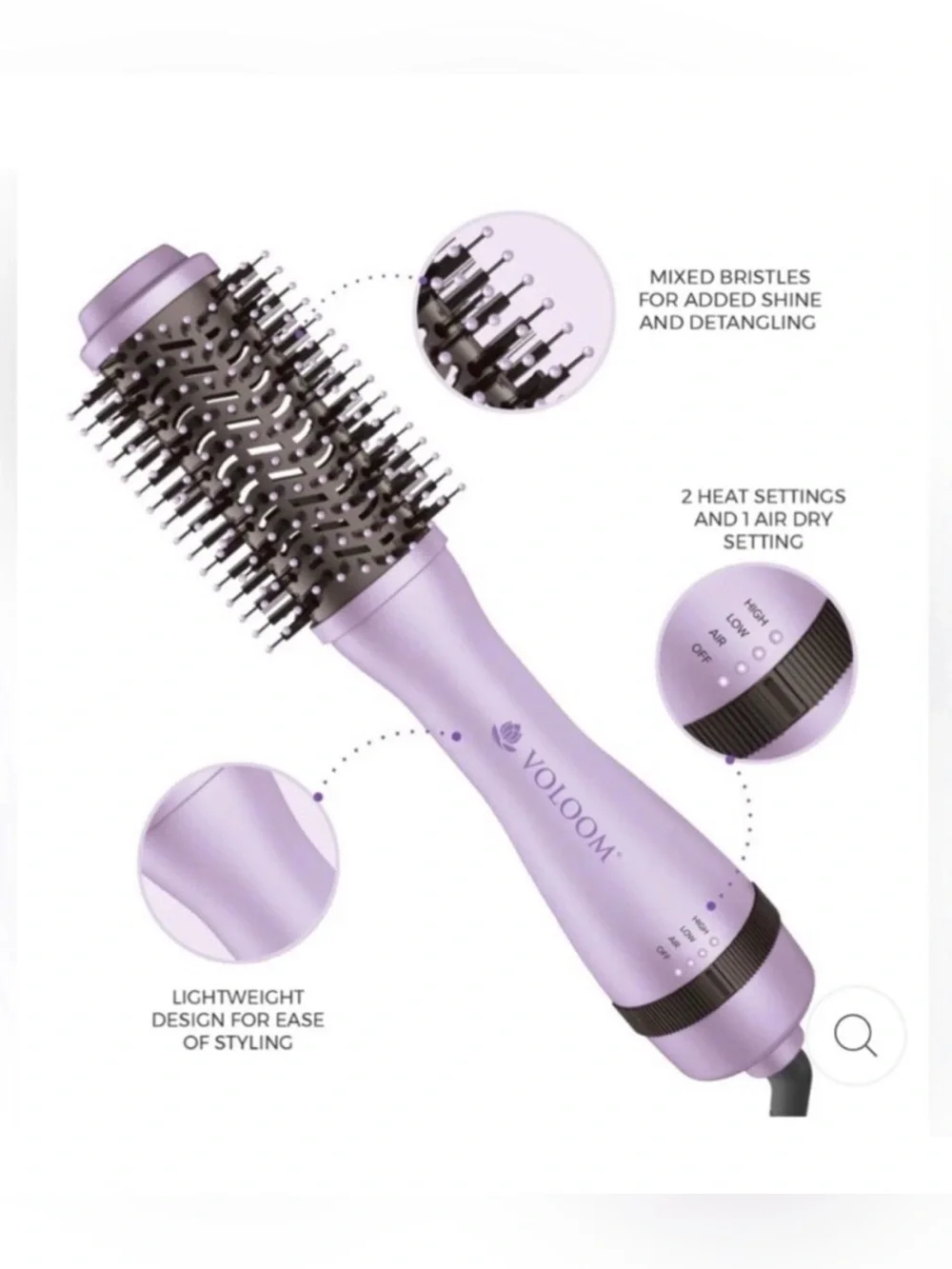 VOLOOM triple play dryer brush for drying/styling/smoothing NIB